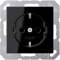 Розетка с заземлением без рамки Jung A creation 1-м. шторки черный картинка